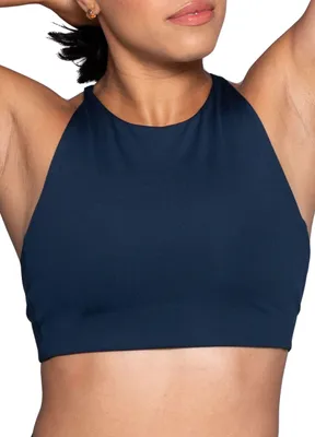 Productafbeelding van Girlfriend Collective Topanga sportbeha voor dames, met kruisende bandjes. Comfortabele beha voor dames, zonder padding