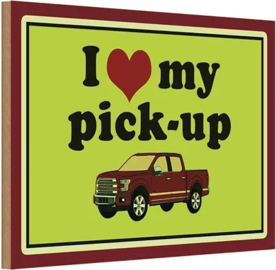 Produktbild von vianmo Holzschild 12x18 cm Auto i love my pick-up Geländerwagen