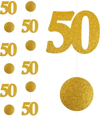 Produktbild von Oblique Unique Deckenhänger Girlande 50. Geburtstag Jubiläum Goldene Hochzeit Hänge Deko - gold