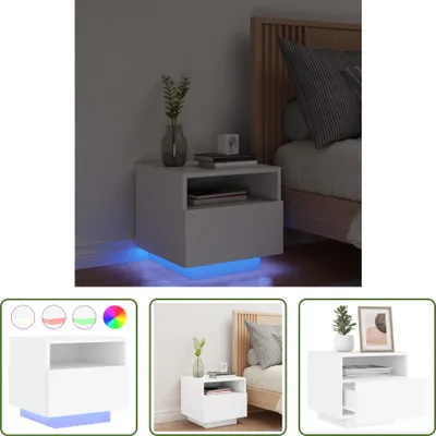 Immagine prodotto di The Living Store Comodino con luci LED bianco 40x39x37 cm