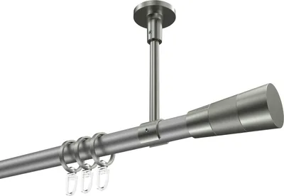 Produktbild von Interdeco Gardinenstange / Vorhangstange Silbergrau / Edelstahl-Optik, Typ Sonette Tanara (Konus Bicolor) Deckenmontage, 20 mm Ø 1-läufig, 420 cm