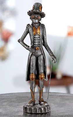 Image de Gilde Figur, Affe, "Steampunk Monkey", Kunstharz, silberfarben, VE 2, L. 9 cm, B. 13 cm, H. 35 cm 37261 4063387372616
