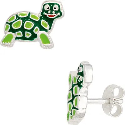 Produktbild von JOBO Kinder Ohrstecker Schildkröte grün 925 Sterling Silber rhodiniert Ohrringe