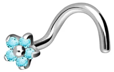 Produktbild von Nasenpiercing, Nasenstecker Titan Nasenstecker Spirale KRISTALLBLUME