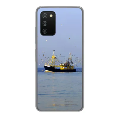 Produktbild von MuchoWow® Handyhülle Schutzhülle Hülle für Samsung Galaxy A03s Nordsee - Fischerboot - Vogel Silikon Softcase Handy Hülle - Schutz
