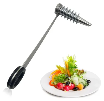 Image de Coupe-légumes en spirale en acier inoxydable, portable, pour concombres, carottes, courgettes et pommes (argent)