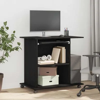 Image de Bureau compact avec plateau pour ordinateur et roulettes