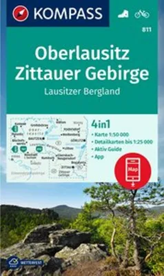 Immagine prodotto di Mappa escursionistica KOMPASS 811, Oberlausitz, Zittauer Gebirge, Lausitzer Bergland, scala 1:50.000