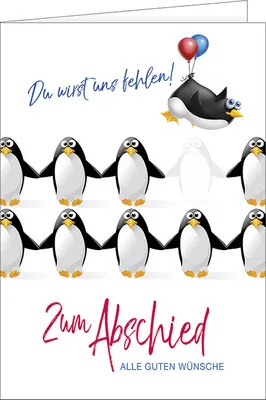 Produktbild von Abschied - A4 Karte mit Umschlag – Pinguine - „Zum Abschied“