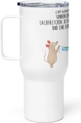 Produktbild von Mr. & Mrs. Panda Thermobecher Maus Pinguin Geburtstag - Weiß - Geschenk, Happy Birthday, thermosbecher, getränkebecher, Isolierbecher, Kaffee-to-go-Becher, Geburtstage