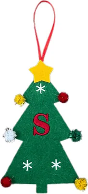 Produktbild von Weihnachtsbaum-Anhänger-Ornament mit Schlüsselband, 26 Buchstaben-Design, Filzstoff, Weihnachtsdekoration zum Aufhängen am Weihnachtsbaum