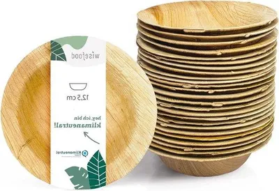 Produktbild von Kompostierbare Palmblatt-Teller, 14 cm, 25 Stück, für Suppe oder Salat
