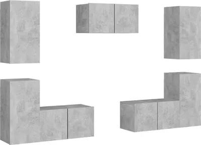 Produktbild von vidaXL 7-tlg. TV-Schrank-Set Betongrau Holzwerkstoff