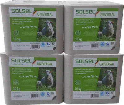 Produktbild von Solsel Universal 4x10kg Mineralstein ohne Kupfer Salzleckstein Leckstein