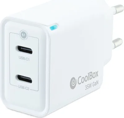 Imagen del producto de Coolbox Cargador Gan 35W USB-C/USB-C PARED