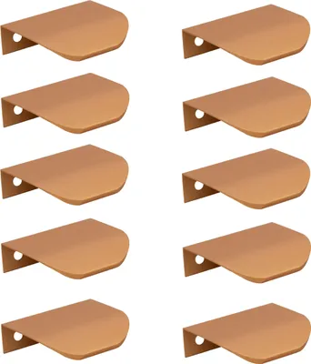Image de Ensemble de poignées de meubles - 10 x poignées rondes à bord en aluminium en cuivre élégant, finition mate, idéal pour les armoires et les commodes, avec vis de montage.