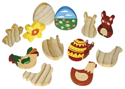 Produktbild von EDUPLAY 210-054 Holzfiguren Ostern, natur, 12-teilig (1 Set)