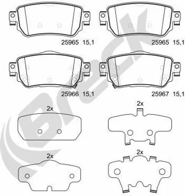 Produktbild von BRECK Bremsbeläge Satz Hinten Bremsklötze für NISSAN Qashqai II (J11, J11) 25965 00 702 00