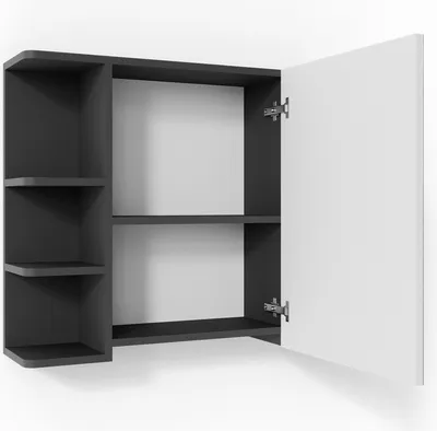Produktbild von Vicco Badspiegelschrank Fynn, 80 x 64 cm, Anthrazit/Weiß