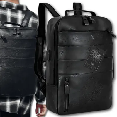 Produktbild von BAD&BAGS | Rucksack Herren schwarz Leder für Flugzeug Handgepäck Business Kabine