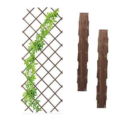 Obrázek produktu pro Relaxdays – výsuvná mřížka na popínavé rostliny, sada 3 ks, opora pro popínavé rostliny, 180 x 90 cm, do zahrady, na balkon, na terasu, ze dřeva, hnědá