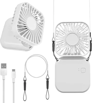Produktbild von Tragbarer Ventilator, Gsedaox, ABS/Polycarbonat, 3 Geschwindigkeitsstufen, USB, Weiß