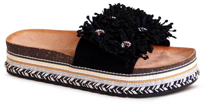 Produktbild von topschuhe24 2470 Damen Plateau Pantoletten Sandalen, Farbe:Schwarz, Größe:36 EU