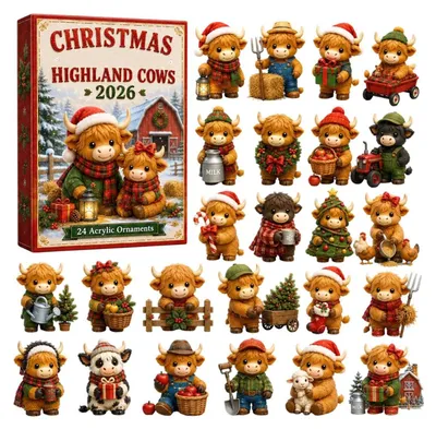 Obrázok produktu pre 2026 Highland Cow 3d Adventný Kalendár 24 Dní Odpočítavanie Figúrky Červená A