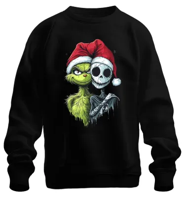 Obrázek produktu pro Grinch Jack Skellington Christmas Skull Scary Gothic Uni mikina, černá, XXL