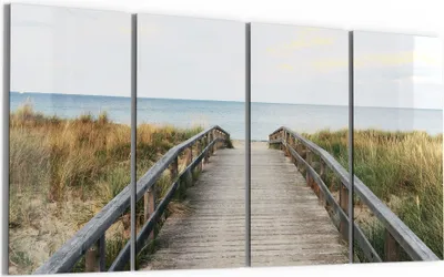Produktbild von DEQORI Glasbild Echtglas 4x30x60 cm 'Steg ins Blaue' Wandbilder XXL groß