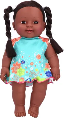 Produktbild von Exquisite afrikanische schwarze Mädchen Puppe lebensechte Chidren Cute Kid Rollenspiel Spielzeug Geschenk 30 cm (Q1209 Blau Orangenrock)