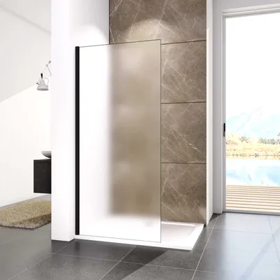 Produktbild von AICA Walk in Dusche Milchglas Mattschwarz 70x200cm 8mm NANO ESG Sicherheitsglas mit Anti-Fingerprint Aluminiumrahmen,Offene Duschtrennwand