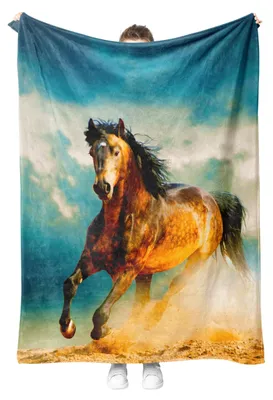 Productafbeelding van Flanellen Deken met Paardenmotief voor Volwassenen