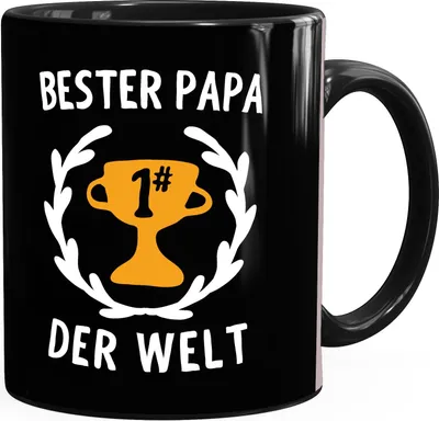 Produktbild von Kaffee-Tasse Bester Papa der Welt #1 Vatertagsgeschenk Geschenk für Väter Moonworks® schwarz Keramik-Tasse