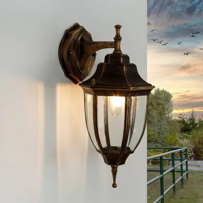 Immagine prodotto di Lampada da parete per esterni terrazzo giardino IP44 rame E27 vetro alluminio lampada da parete rustica per esterni