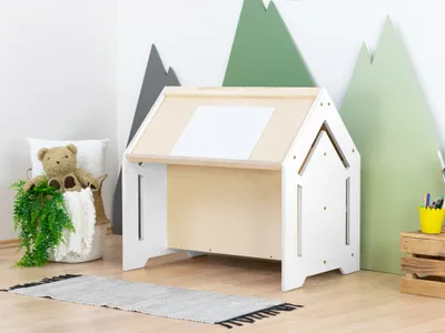 Zdjęcie produktu dla Stolik kreślarski dla dzieci Benlemi CREATIVE Biały, naturalny dekor bez lakieru