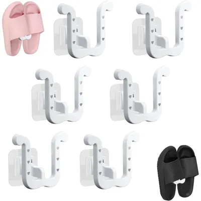 Produktbild von 6 Stück Schuhhalter Wand, Ohne Bohren Wandmontage Schuhregal, Weiß