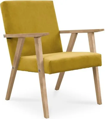 Produktbild von Bettso Sessel Gepolsterter Cocktailsessel LISEK Honiggelb Beine aus Buchenholz
