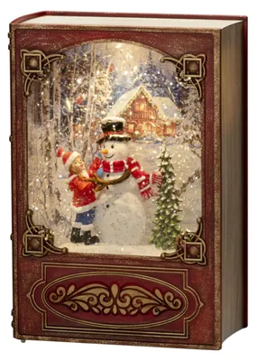 LED Schneekugel Laterne Weihnachten Schneemänner Timer rot
