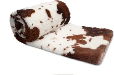 Obrázek produktu pro Minky Plyš s oboustranným potiskem Kráva hnědá 50 x 180 cm