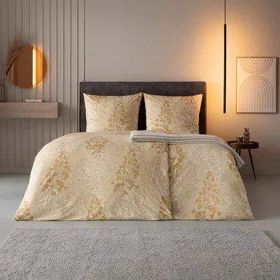 Produktbild von Estella Mako Jersey Bettwäsche 155x220 Marie messing Gingo Blätter Äste 6344-740