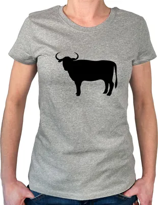 Produktbild von Huuraa Damen T-Shirt Stier Bulle Silhouette S Sport Grey Bio Baumwolle Fairtrade Damenshirt Geschenkidee