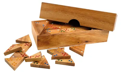 Produktbild von Philos Holz Dreieck Domino Spiel in Aufbewahrungsbox - Gesellschaftsspiel