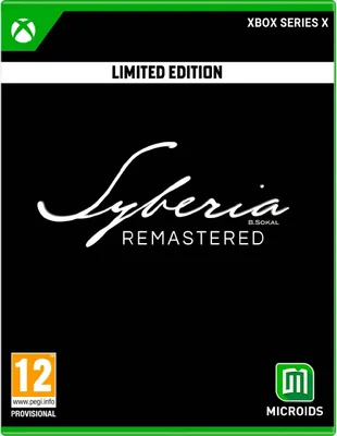 The image shows the front cover of the Syberia - Remastered Limited Edition game for Xbox Series X.