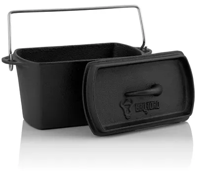 Image de Cocotte en fonte - Marmite Dutch Oven - 2 litres - 27 x 12,5 x 15 cm - Préchauffée