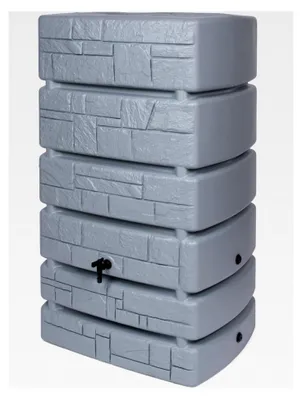 Produktbild von XXL Wassertonne Tower Stone mit Wasserhahn in Steinoptik Anthrazit/Grau, 500 Liter