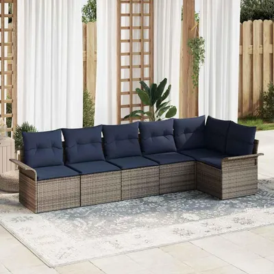 Image de Maison Exclusive - Ensemble de canapés de jardin, 6 pièces, gris, en résine tressée