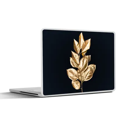 Produktbild von MuchoWow® Laptop Aufkleber Sticker Cover Pflanze - Blätter - Gold - Schwarz - Luxus 25x18 cm - Laptop-Deko