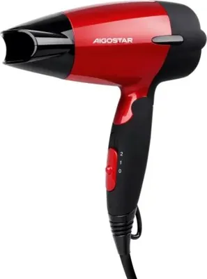 Produktbild von Reisehaartrockner Aigostar 1500W, Klappgriff, Kompakte Größe, Rot