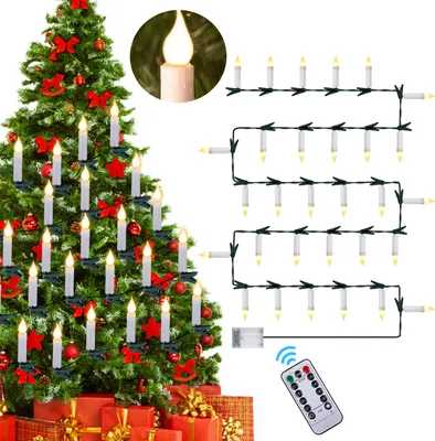 Produktbild von LED Kerzen Lichterkette Innen,Weihnachtsbeleuchtung 30 Baumkerzen Fernbedienung 8 Modi Deko Batteriebetrieben für Weihnachtsbaum Tannenbaum